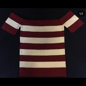 Stripped off shoulder shirt